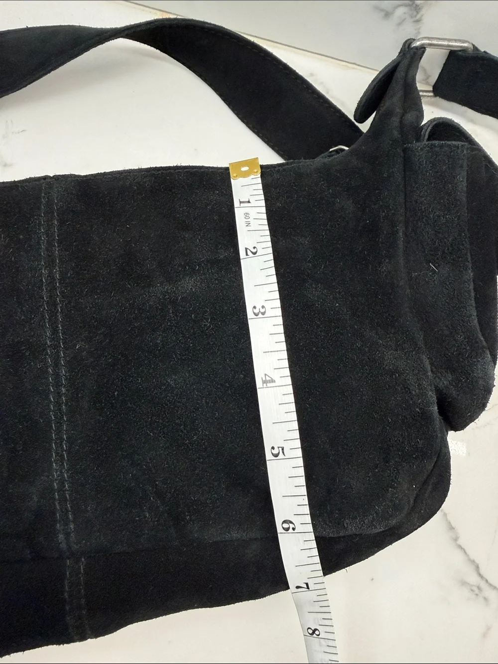 Free People Black Suede Bag with Front Zip Pocket